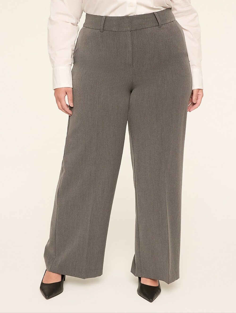 Lane Bryant Wide Leg High Rise Short Pants In Grey